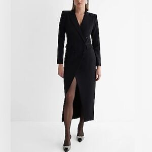 EXPRESS DOUBLE BREASTED PADDED SHOULDER MAXI BLAZER DRESS - Size XS.